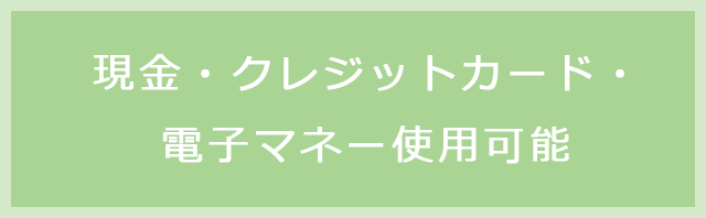現金・クレジットカード・電子マネー使用可能